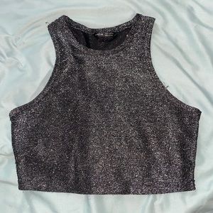 black sparkle crop tank top